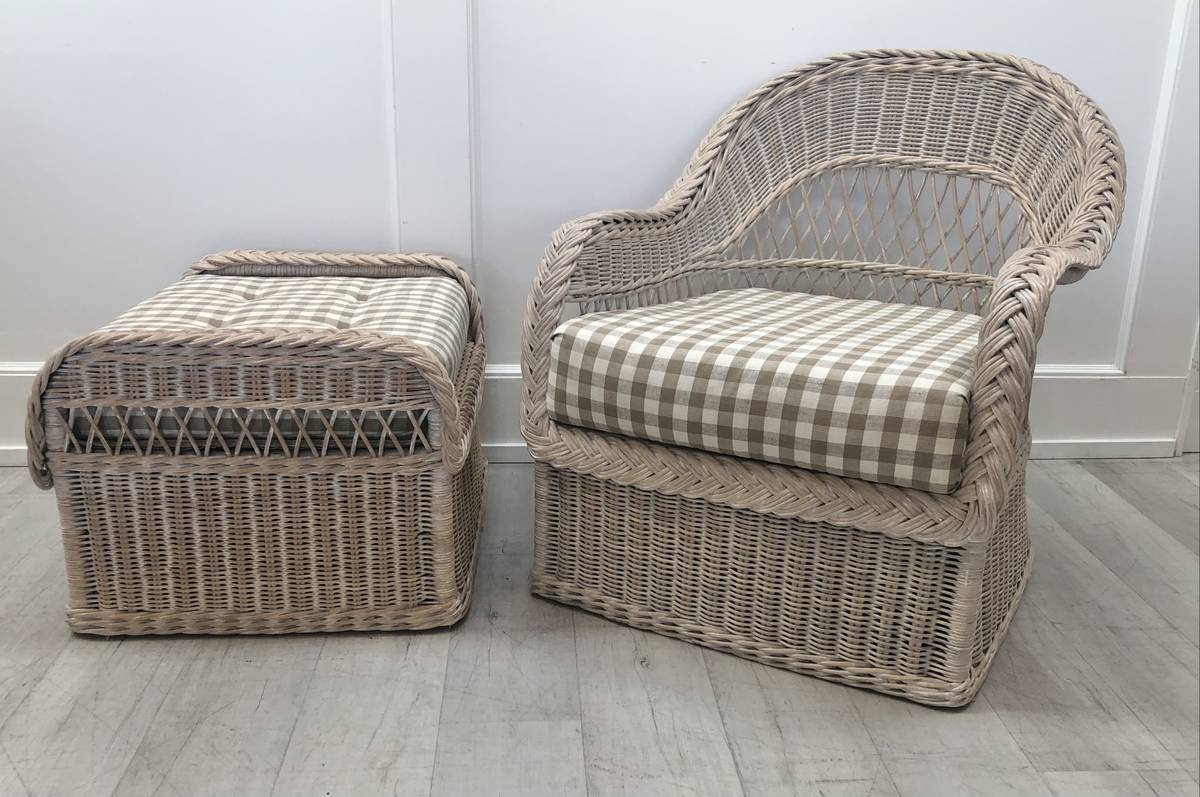 Henry Link Wicker Lounge Chair and Ottoman Split Level Modern