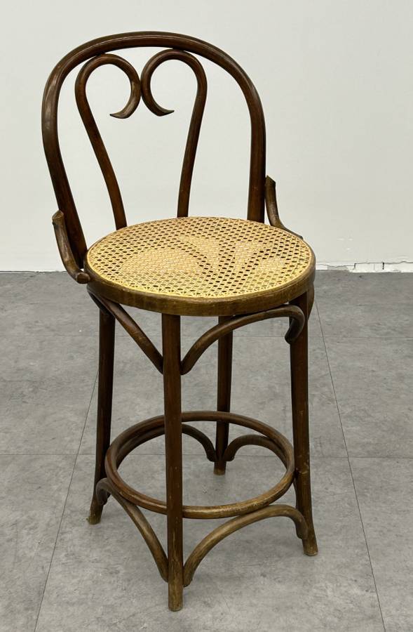 Vintage Thonet Bentwood Cane Stool – Split Level Modern