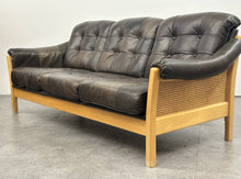 Cane Side Leather Sofa
