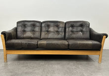 Cane Side Leather Sofa