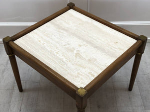Italian Brass and Travertine End Table