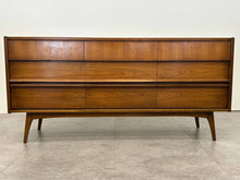 Tapered Leg Walnut Lowboy Dresser