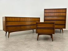 Tapered Leg Walnut Lowboy Dresser
