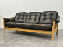 Cane Side Leather Sofa