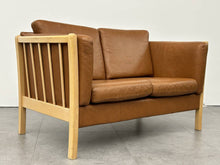 Danish Caramel Leather Loveseat