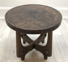 End Table Stool by Angel Pazmino w Leather Top
