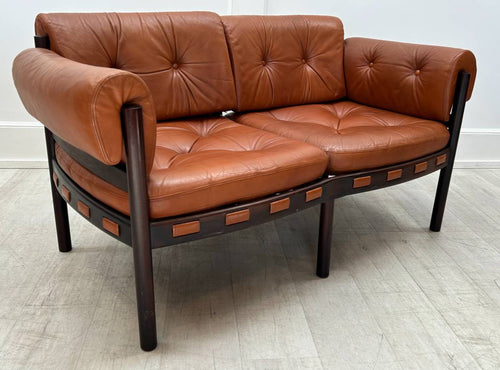 Coja Leather & Rosewood Loveseat