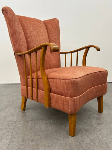 Swedish Wingback Rose Armchair