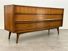 Tapered Leg Walnut Lowboy Dresser