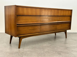 Tapered Leg Walnut Lowboy Dresser