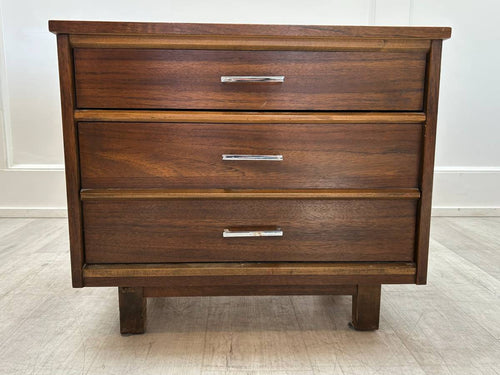 Walnut Silver Handled End Table