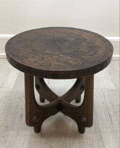 End Table Stool by Angel Pazmino w Leather Top