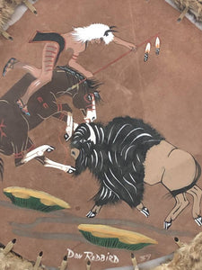 Kiowa Leather Shield Painting by Don Redbird