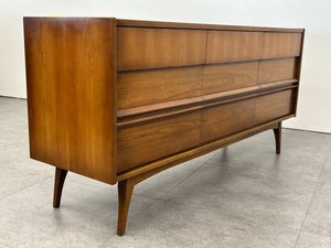 Tapered Leg Walnut Lowboy Dresser