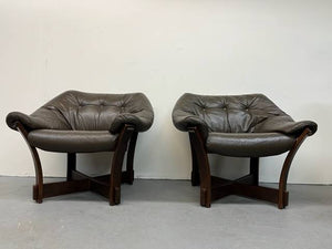 Danish Leather Sling Chairs