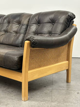Cane Side Leather Sofa