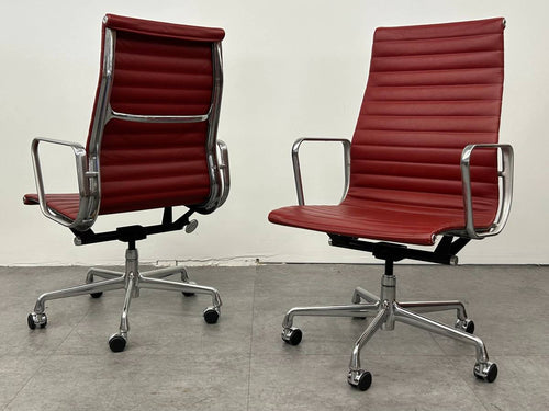 Eames Aluminum Group Red Leather Chair