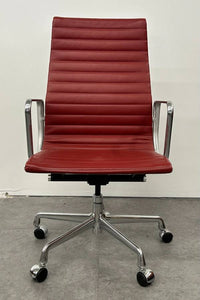 Eames Aluminum Group Red Leather Chair
