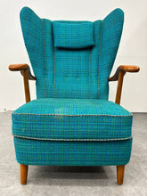 Turquoise Swedish Wingback Armchair