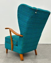 Turquoise Swedish Wingback Armchair