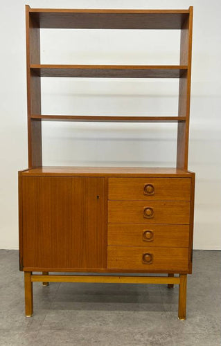 Swedish Teak Credenza with Bookshelf Top