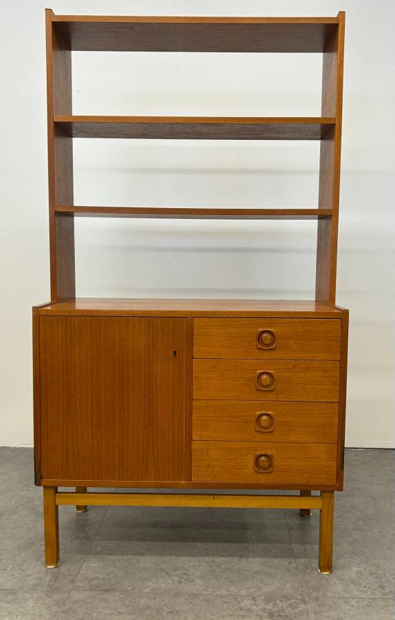 Swedish Teak Credenza with Bookshelf Top