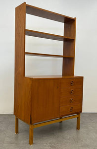 Swedish Teak Credenza with Bookshelf Top