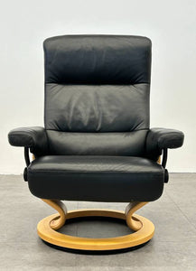 Black Ekornes Stressless Recliner & Ottoman