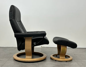 Black Ekornes Stressless Recliner & Ottoman