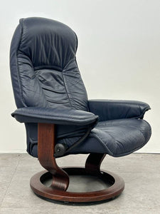 Navy Ekornes Stressless Recliner & Ottoman