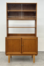 Teak Credenza with China Cabinet Top