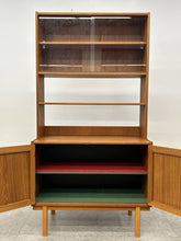 Teak Credenza with China Cabinet Top