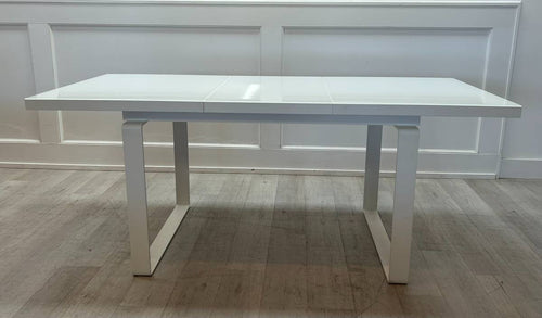 White Extension Dining Table with Glass Top