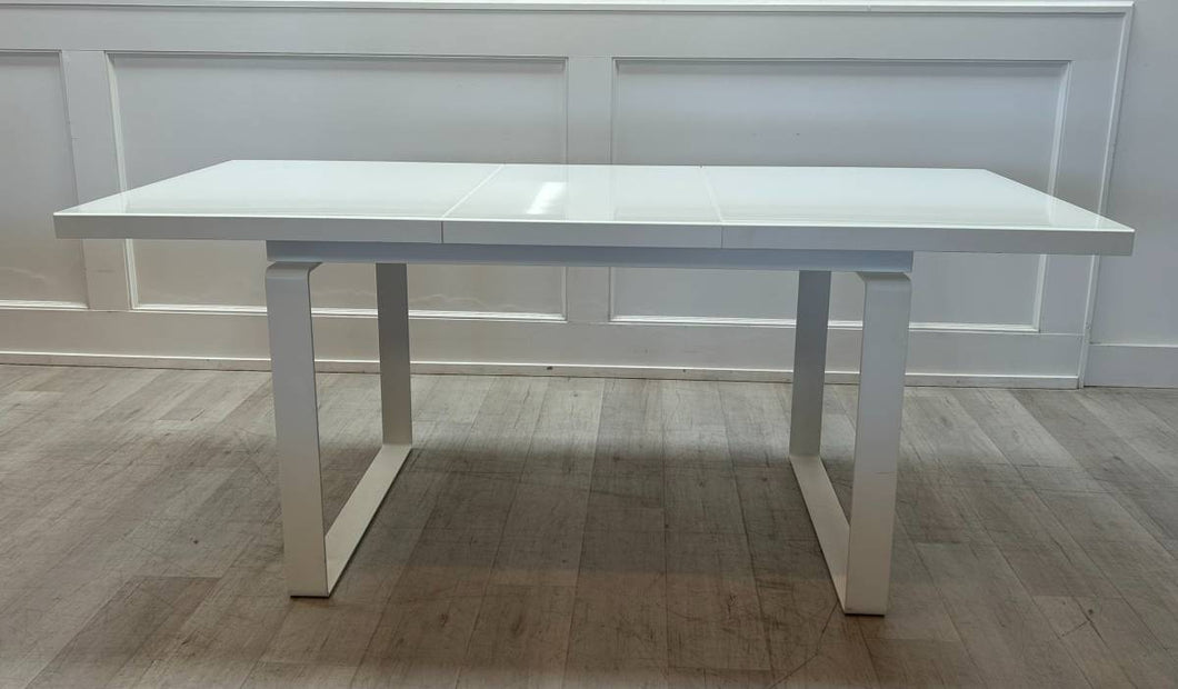 White Extension Dining Table with Glass Top
