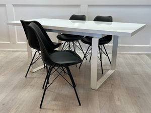 White Extension Dining Table with Glass Top