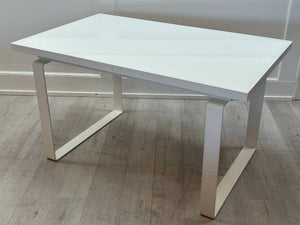 White Extension Dining Table with Glass Top