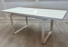 White Extension Dining Table with Glass Top