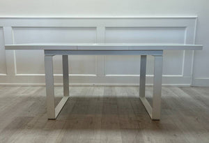 White Extension Dining Table with Glass Top