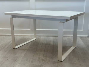 White Extension Dining Table with Glass Top