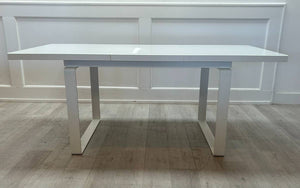 White Extension Dining Table with Glass Top