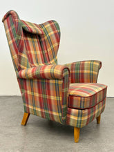 Plaid Swedish Wingback Armchair