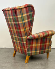 Plaid Swedish Wingback Armchair