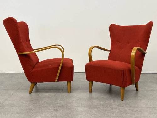 Red Swedish Wingback Armchair
