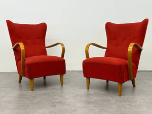 Red Swedish Wingback Armchair