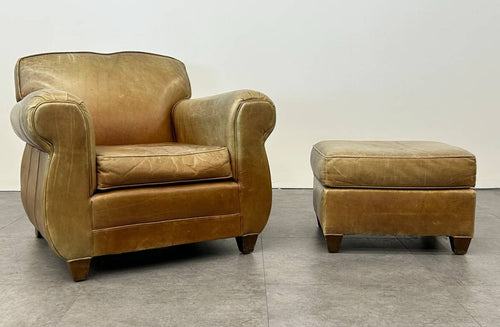 Gold & Williams Leather Chair and Ottoman