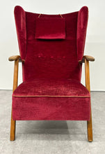 Red Velvet Swedish Wingback Armchair