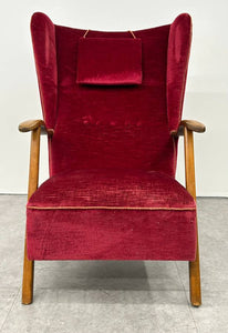 Red Velvet Swedish Wingback Armchair