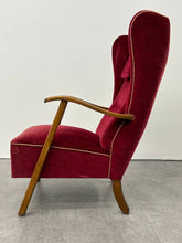 Red Velvet Swedish Wingback Armchair