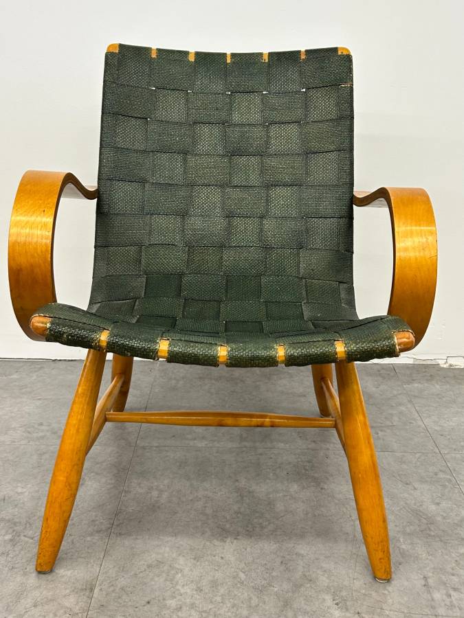 Swedish Lounge Chair with Webbed Seat
