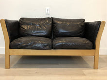 Loveseat w/ Wood Frame and Leather Cushions